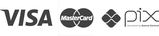 Formas de Pagamento: Visa, Mastercard, Pix